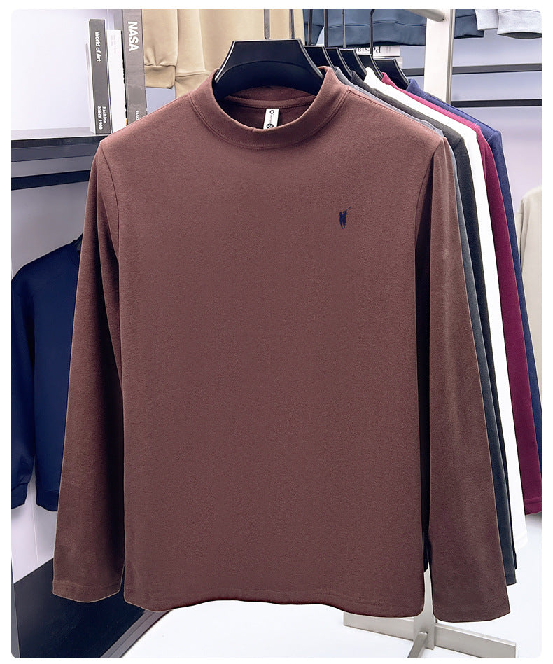Cross-border foreign trade high-end pony embroidery men's long sleeve t Half Turtleneck Thermal Base Layer Shirt for Men Inner Wear