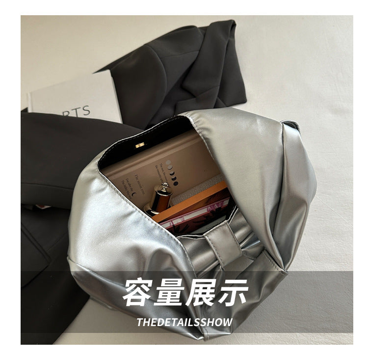 Korean Style Casual Underarm Women's Bag2025New Simple Bowknot Design Tote Bag Simple Handheld Shoulder Bag