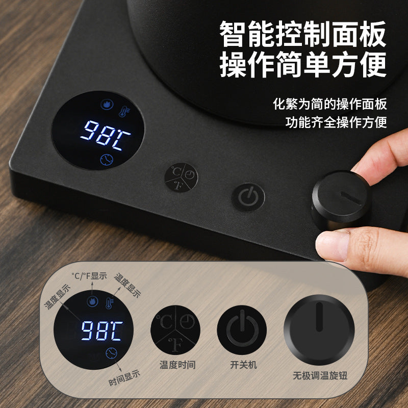 Electric Kettle Cross-Border Knob Temperature Control Narrow Spout Long Spout Pour Over Coffee Pot Stainless Steel Kettle Electric Kettle