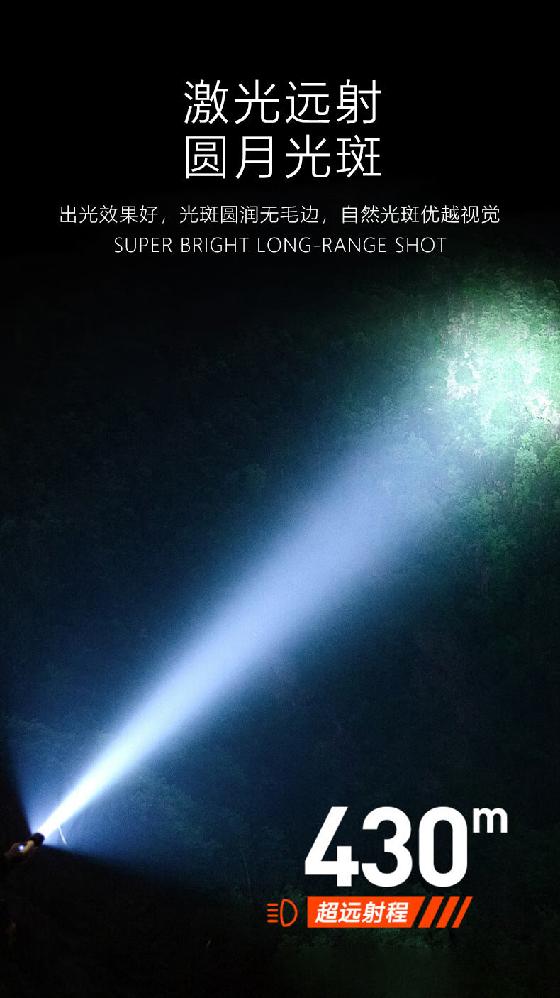 Cross-border Hot-Selling White Laser High-Intensity Side Light COB Zoom Long-Range Multi-Function Flashlight