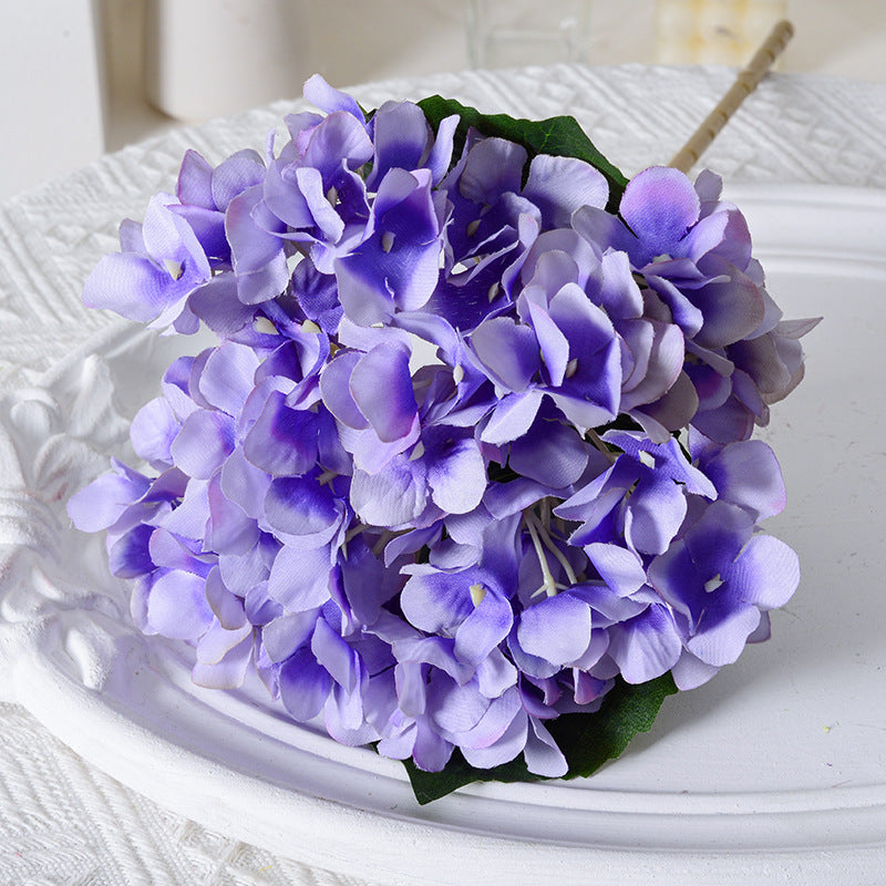 Artificial Hydrangea with Leaves for Wedding Decoration, Artificial Silk Flowers, Archway Flowers, Home Decor Fake Flowers, Single Artificial Flowers