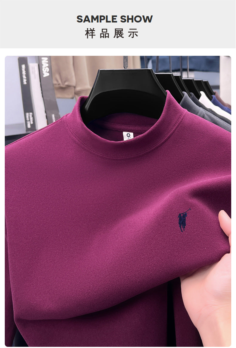 Cross-border foreign trade high-end pony embroidery men's long sleeve t Half Turtleneck Thermal Base Layer Shirt for Men Inner Wear