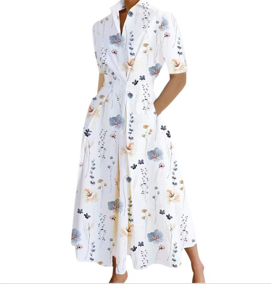 Cross-border New Style Foreign Trade Medieval Retro Plus Size Fashion POLO Loose Collar Wide Hem Women's Dress Wholesale