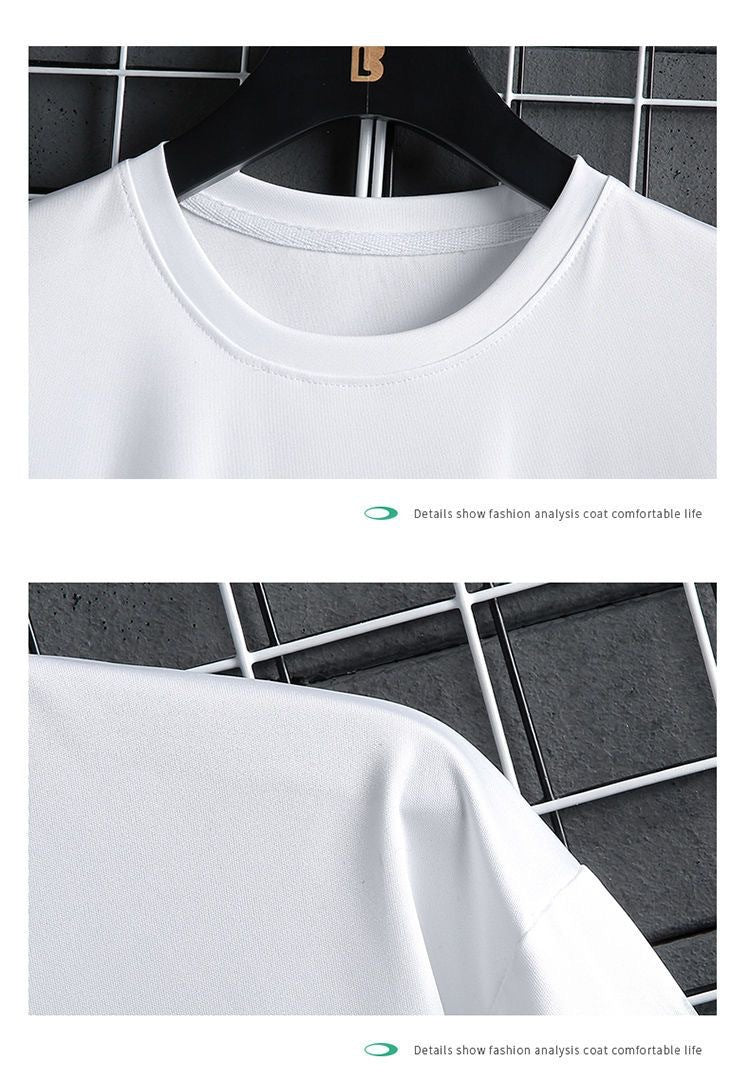 Ice silk short sleeve t Men's Summer T-shirt2025New Trendy Student Youth Half-Sleeve Men's Ice-Sense Ink-Splash T-Shirt
