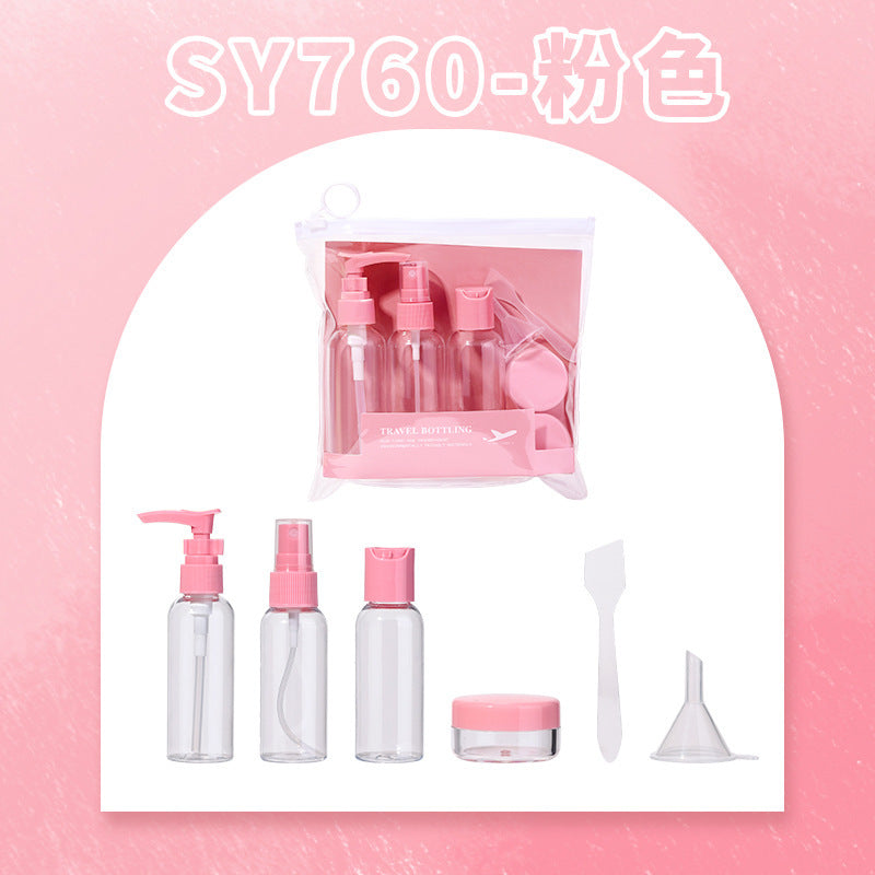 LMLTOP 7Travel Bottle Set 50ml Cosmetic Dispensing Bottle Spray Bottle Press Bottle Cream Box SY760