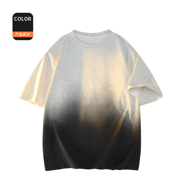 Modal Cotton Short Sleeve T Men's Summer New Gradient Color Loose Round Neck Shirt t Trendy Versatile Fashionable Shirt