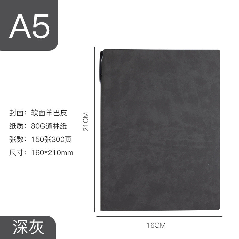 Custom Side Pen Slot Notebook logo Thickened Sheepskin Leather Notebook A5/A6Minimalist Business Journal