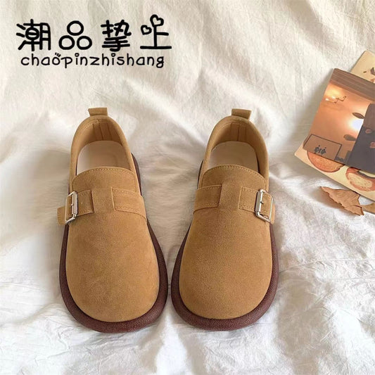 ins Super Popular Versatile Birkenstock Shoes for Female Students2024Spring and Autumn New Retro Slip-On Soft Sole Non-Slip Loafers