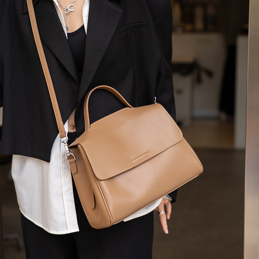 Cross-border Tote Bag for Women2024Summer new soft leather large capacity niche high-end genuine leather single shoulder crossbody bag