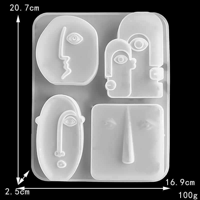 Artistic Abstract Human Face Scented Candle Silicone Mold DIY Moon Sun Face Portrait Plaster Handmade Soap Candle Mold