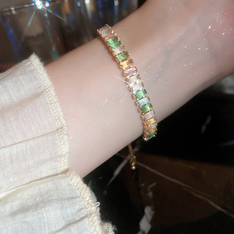 Xiaohongshu Same Style Hot-Selling Zircon Bracelet Light Luxury Niche Exquisite High-End Feel Adjustable Pull Jewelry for Women