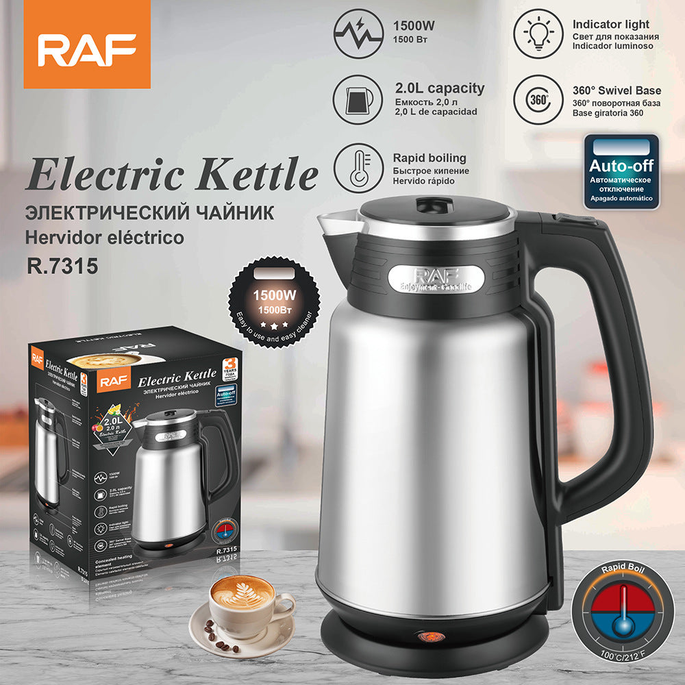 European Standard Cross-Border2.0L Electric Kettle Household Stainless Steel Electric Heating Kettle Automatic Power Off Fast Heating