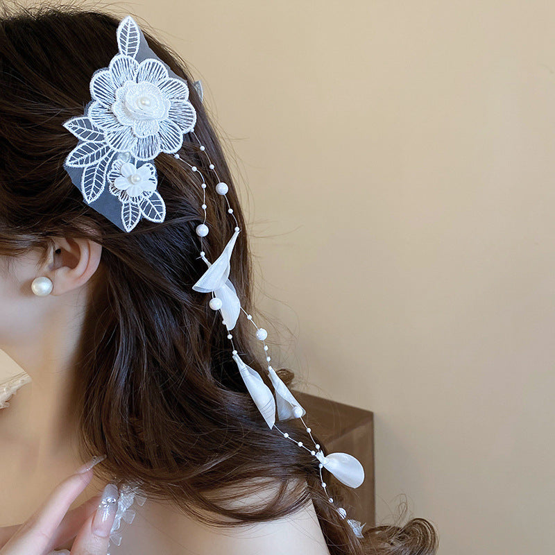 Super Fairy Vacation Style Fabric Flower Hair Clip Side Bangs Broken Hair Duckbill Clip Gentle Atmosphere Versatile Hair Accessory for Women