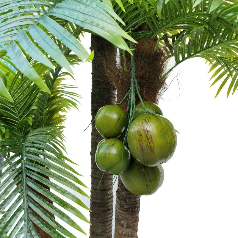Artificial Coconut Tree Real Green Plant Coconut Fruit Leaves Pipe Decoration Sewer Cover Indoor Beautification Balcony Artificial Landscape