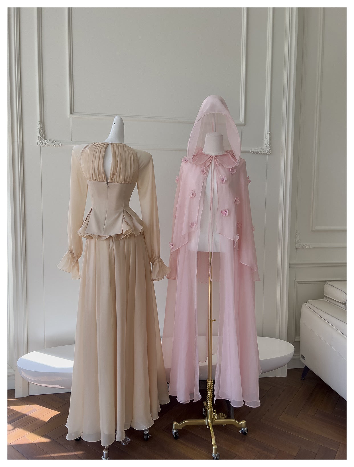 Yige Lila2025Early Autumn New Apricot Waist-Cinching Long Sleeve Coat Paired with Long Skirt 71443+51361