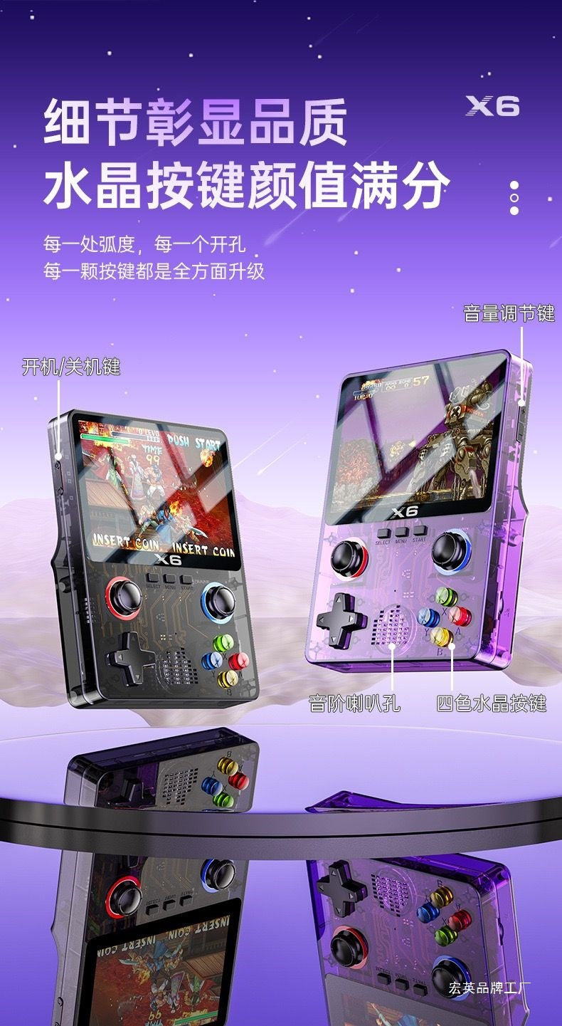 2025New handheld game console cyberpunk style transparent game console GBA Nostalgia SFC Rechargeable Large Screen Handheld Game Console