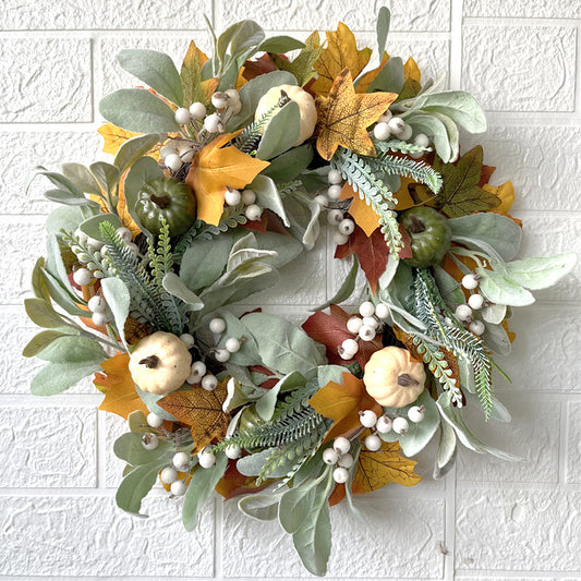 Autumn White Pumpkin Maple Leaf Wreath Amazon Thanksgiving Harvest Festival Autumn Artificial Wreath Pumpkin