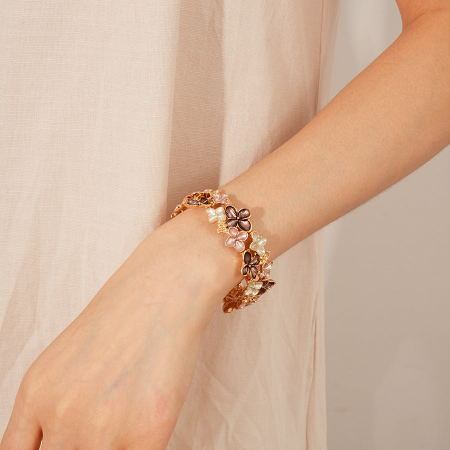Irregular Geometric Oil Drop Flower Elastic Bracelet European and American Cross-Border Personality Design Bracelet Niche High-End Feel Jewelry