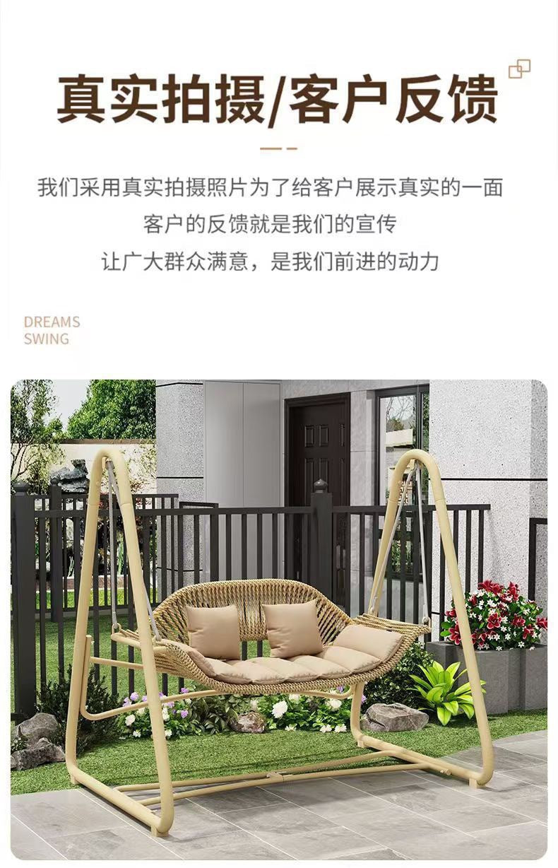 Outdoor Swing Courtyard Cradle Hanging Chair Villa Garden Balcony Terrace Leisure Lazy Internet Celebrity Double Swing Chair