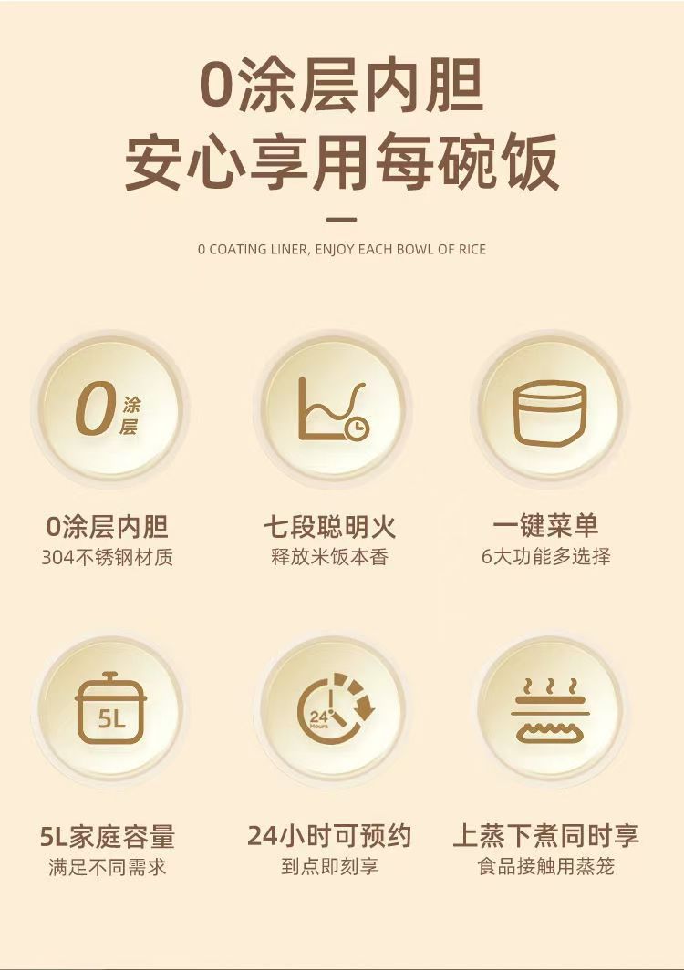 Zhigao Rice Cooker for Home and Dormitory, Multi-Functional Rice Cooker, Non-Stick, Smart, with Timer and Reservation Function2to5Steamer Rice Cooker