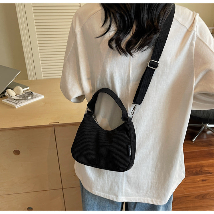 2024New Casual Large Capacity Women's Shoulder Bag Trendy Corduroy Versatile Crossbody Bag Trendy Bag Cross-Border Hot Item