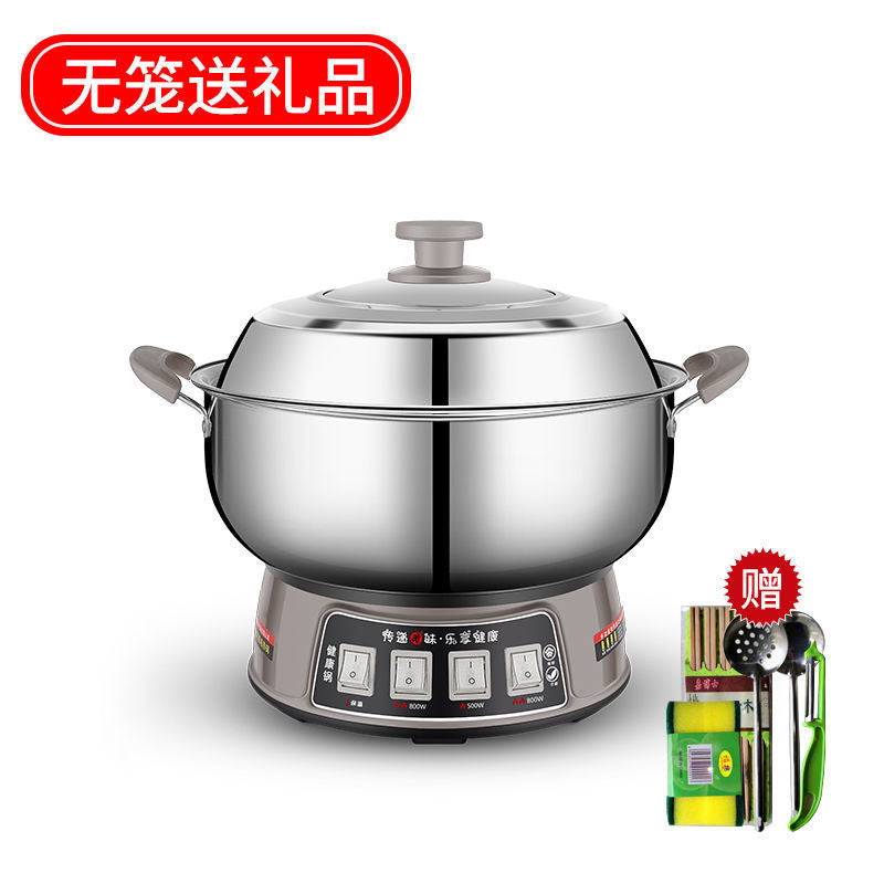 Electric Heating Pot Multi-Functional Household304Thickened Multi-Use Pot Electric Frying Pan Rice Cooker Plug-in Integrated Electric Cooking Pot for Dormitory