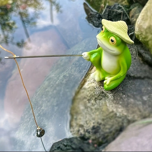 Outdoor Courtyard Garden Decorations Ornaments Fish Pond Rockery Landscaping Resin Small Frog Fishing Creative Landscape Sculpture