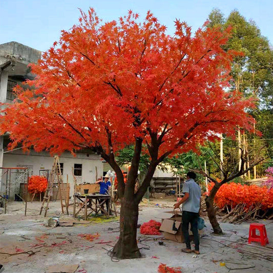 Artificial Red Maple Tree Maple Leaf Tree Indoor and Outdoor Decoration Maple Leaf Fake Tree Square Exhibition Hall Park Hotel Scene Layout Tree