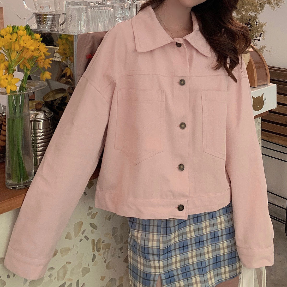 2022Spring and Autumn New Style Internet Celebrity Loose Versatile ins Trendy Short Fresh Denim Jacket for Women Loose Fit