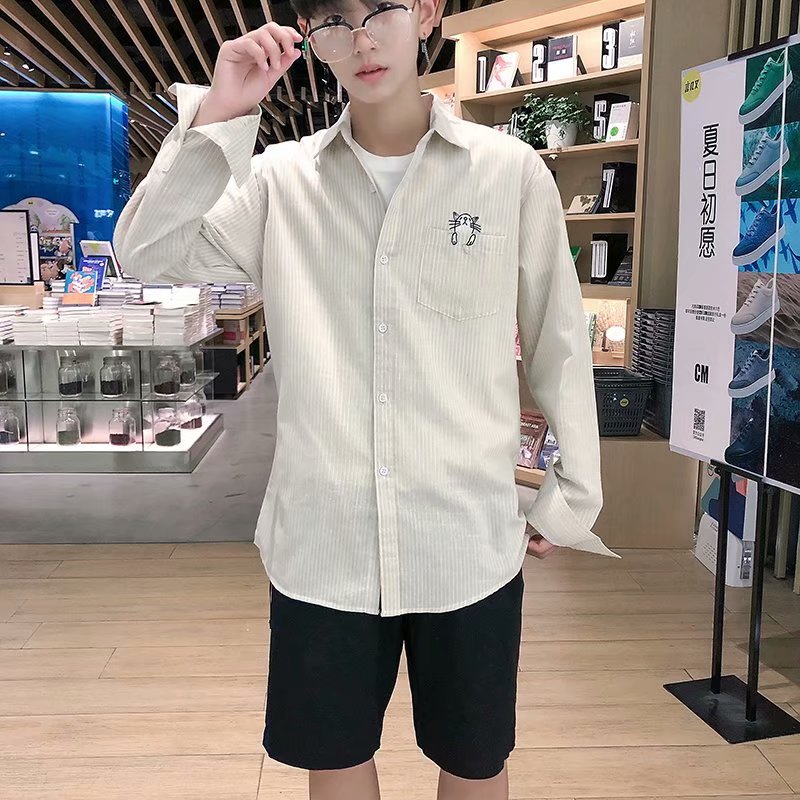 2025Plaid Long Sleeve Shirt Men Korean Version Slim Fit Youth Trendy Handsome Shirt Couple Casual Thin Shirt