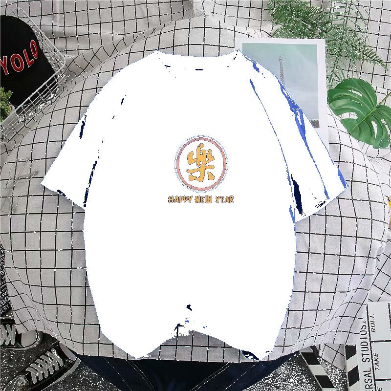 2025 summer new fortune short-sleeved T-shirt for men and women ins Hong Kong style trend versatile Chinese style couple half-sleeved shirt