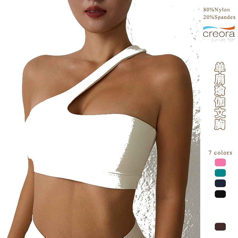 2026 One Shoulder Yoga Top Bra Sports Bra Women's Fitness Wear Detachable Beautiful Back Fitness Outerwear Yoga Wear