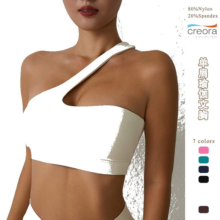 2026 One Shoulder Yoga Top Bra Sports Bra Women's Fitness Wear Detachable Beautiful Back Fitness Outerwear Yoga Wear