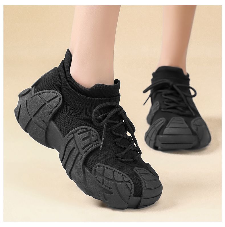 Women's Shoes Spring and Autumn Thick-Soled Dad Shoes Breathable Flyknit Sock Sneakers Women's Octopus Casual Shoes Height-Increasing Shoes