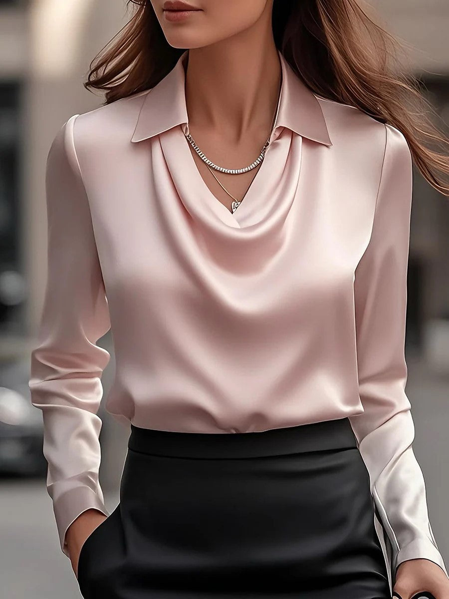 2025Independent Station wish Amazon Foreign Trade Model  Elegant Printed Simple Swing Collar Shirt for Women