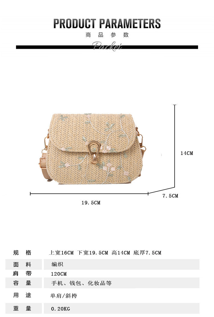 This year's trendy fashion straw woven small bag for women in summer2024New Trendy Versatile Lace Woven Single Shoulder Crossbody Bag for Women