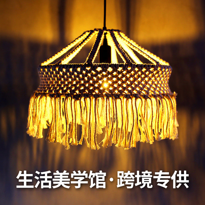 跨境美式复古吊灯工业风麻绳吧台咖啡厅装饰蜡烛轻奢装饰吊灯