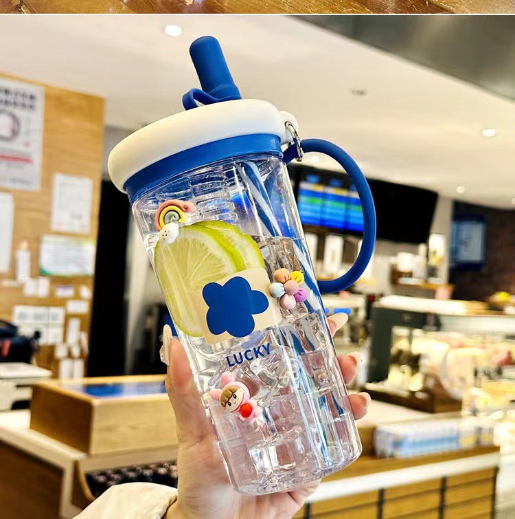 Water Cup for Girls, High Aesthetic Summer Cute Portable Ultra-light Self-contained New Style with Tea Infuser, Internet Celebrity Straw Space Cup