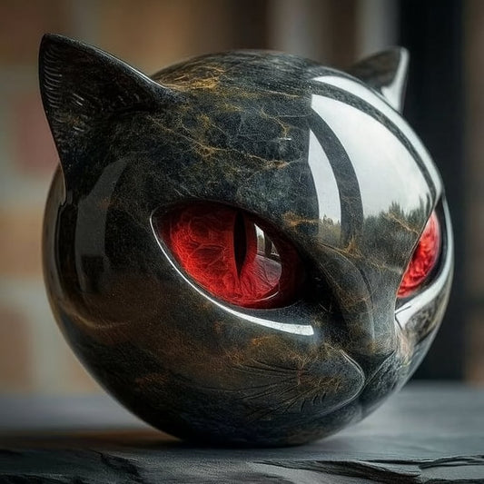 Cross-Border New Products Luxury Black Cat Stone Sculpture Luxurious Black Cat Stone Sculpture