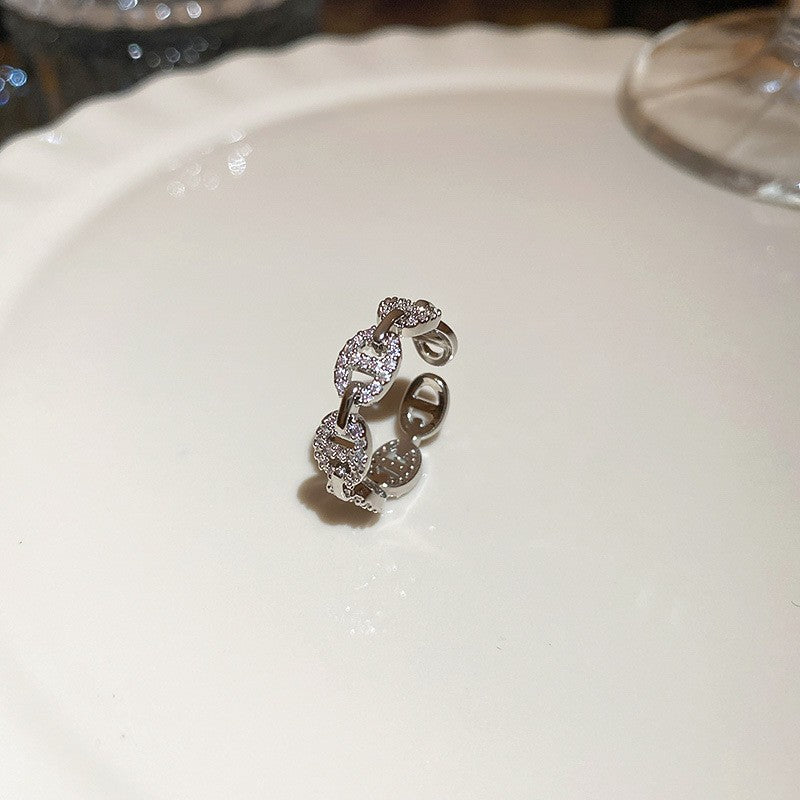 Real Gold Plated Baroque Pearl Tulip Flower Open Ring Korean Fresh Sweet Forest Style Light Luxury Jewelry