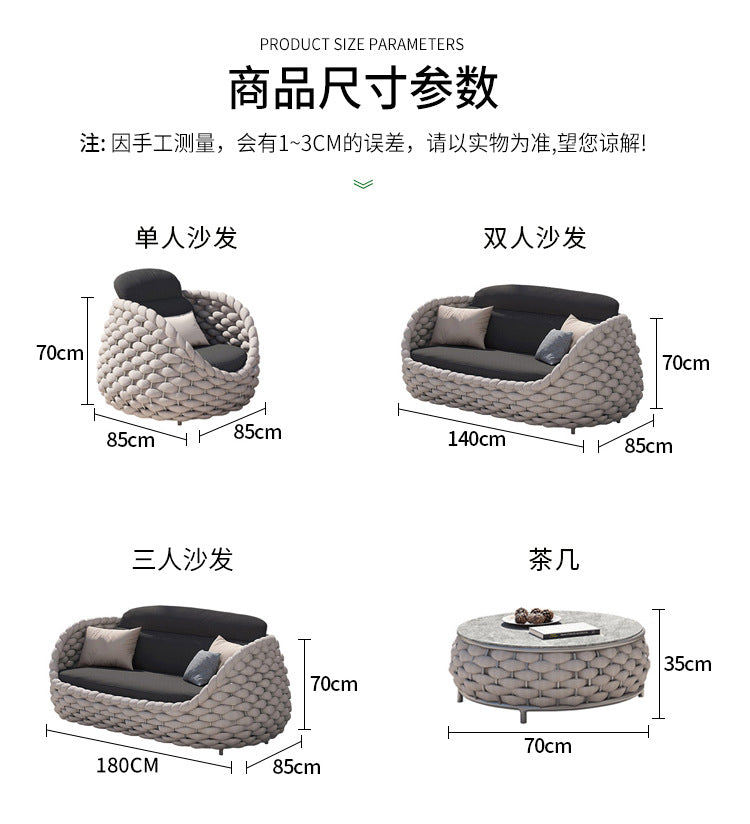 Nordic Courtyard Garden Rattan Sofa Designer Outdoor Open Balcony Leisure Furniture Sales Office Outdoor Rattan Chair
