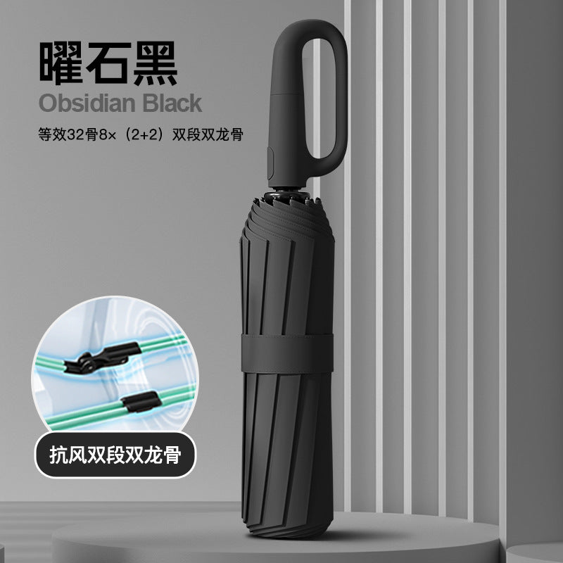 72Fully Automatic Ring Buckle Umbrella Portable Large Custom Wholesale Men's Hook Folding Dual-use for Sun and Rain Women's Special