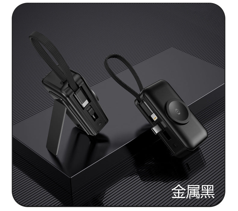 3-in-1 Magnetic Wireless Charger5000mAh Built-in Cable Portable Power Bank for Watches and Phones Wireless Charging Dropshipping