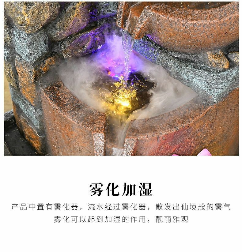 Pastoral External Circulation Water Pool Fountain Fish Tank Ornament for Home Living Room Courtyard Entrance Opening Decoration Zhao Zhi Zheng