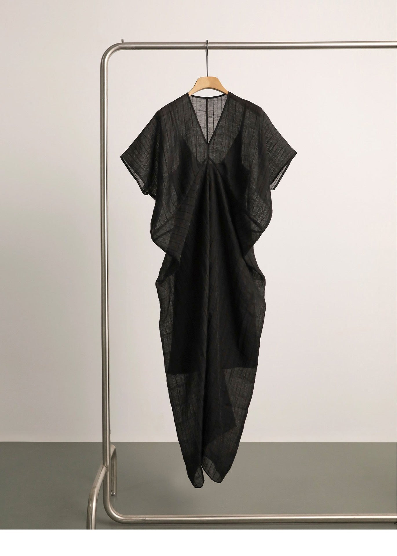 Spot Goods Gracefully Entering_Tencel Linen Blend Three-Dimensional Ribbed Texture Cocoon Design Dress2024Skirt