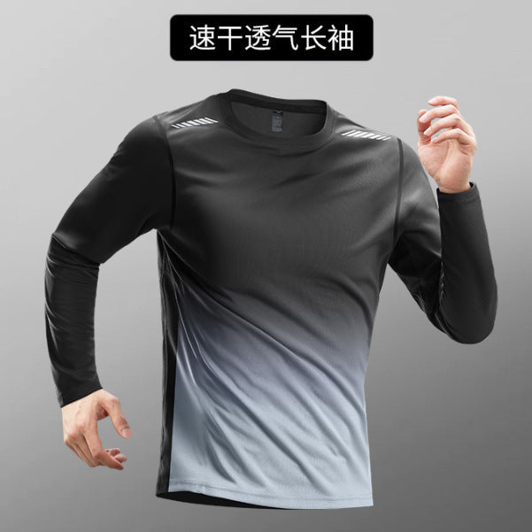 Quick-drying Long-sleeved Men's Mesh Running Training Sports Top Men's Mountaineering Fitness T T-shirt Base Layer Morning Jogging Outfit
