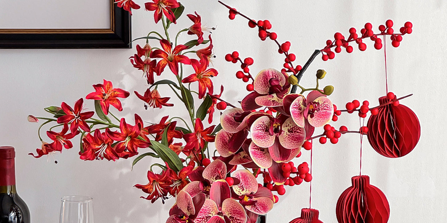 Wholesale Housewarming Gift Winter Green Red Fruit Artificial Flower Bouquet Decoration Ornament New Home Move-in Joy One Piece Dropshipping