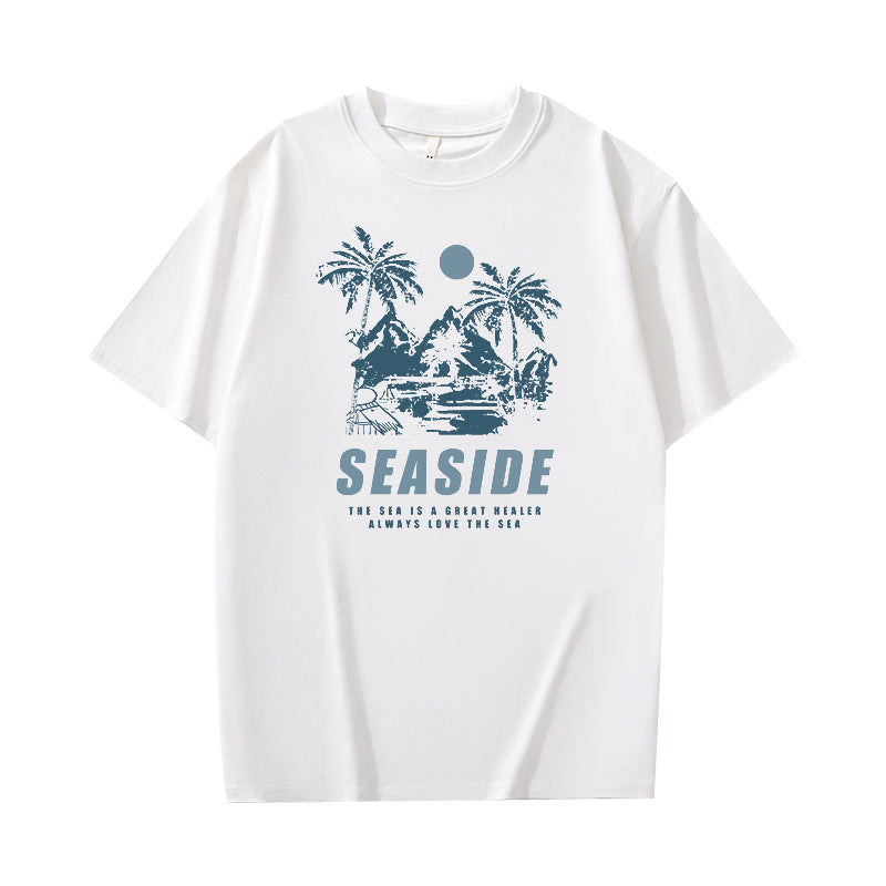 Heavyweight Pure Cotton Short Sleeve from Trendy Brand T Men's Summer New Trend Loose Half-Sleeve Round Neck Shirt