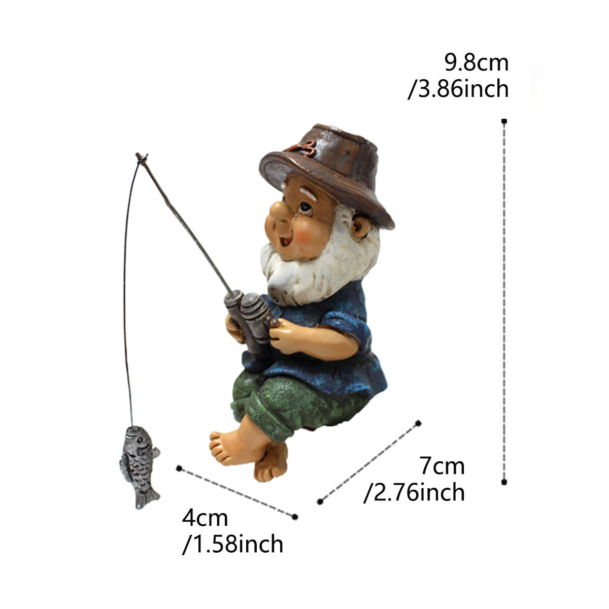Cross-Border Resin Fishing Dwarf Figurine Garden Rockery Pond Landscape Decoration Accessories Creative Outdoor Courtyard Decor