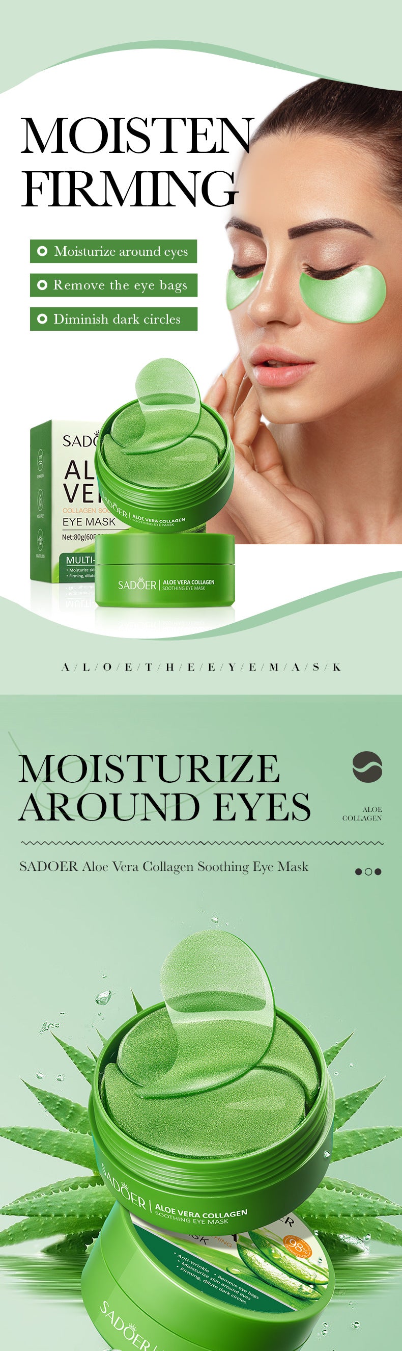 Aloe Vera Eye Mask80g Collagen Hydrating Moisturizing Improves Dark Circles Eye Lines Eye Bags Factory Wholesale